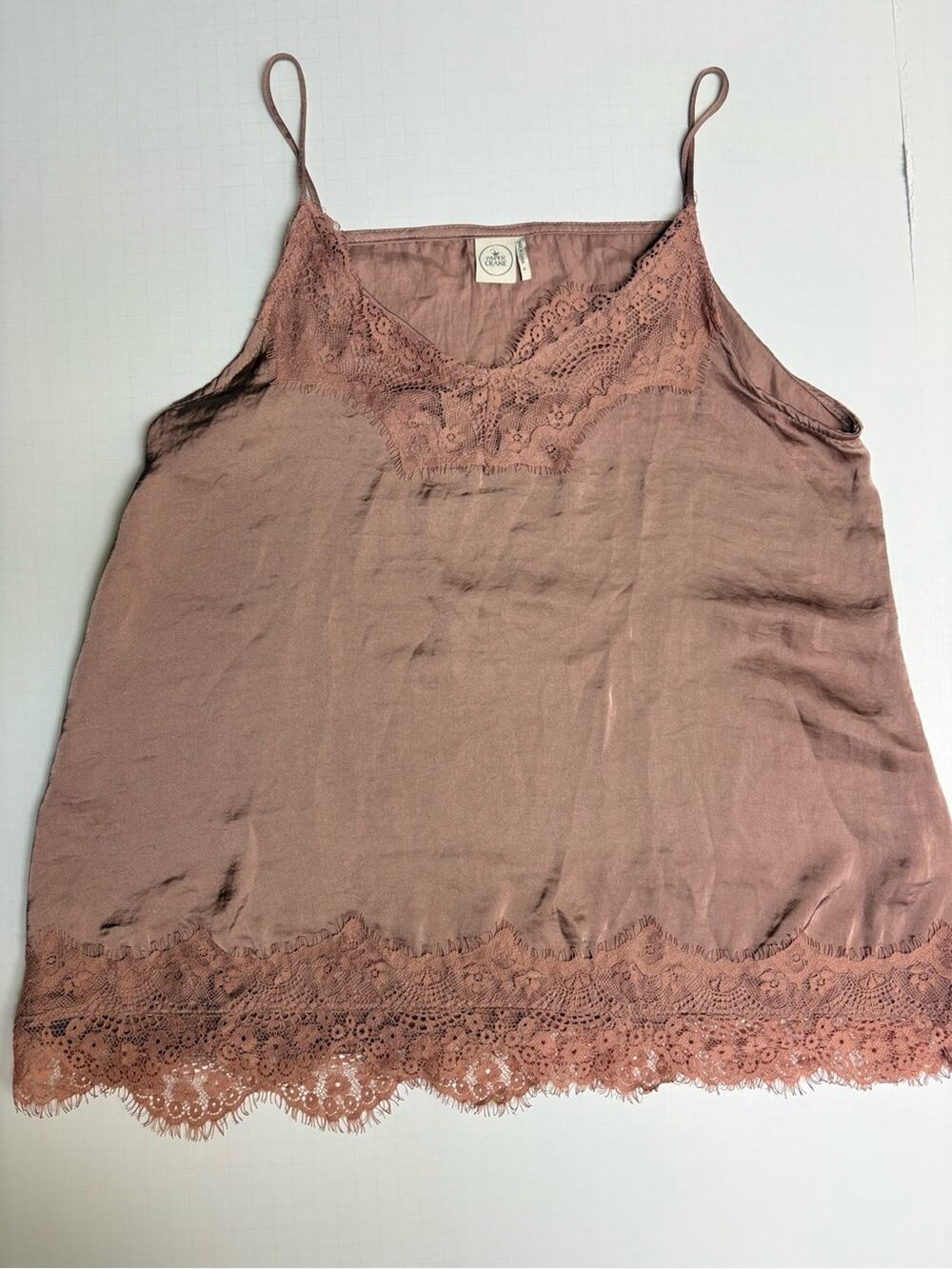 Paper Crane Satin Lace Camisole Tank Top Womens Mauve Dusty Rose Y2K style MED